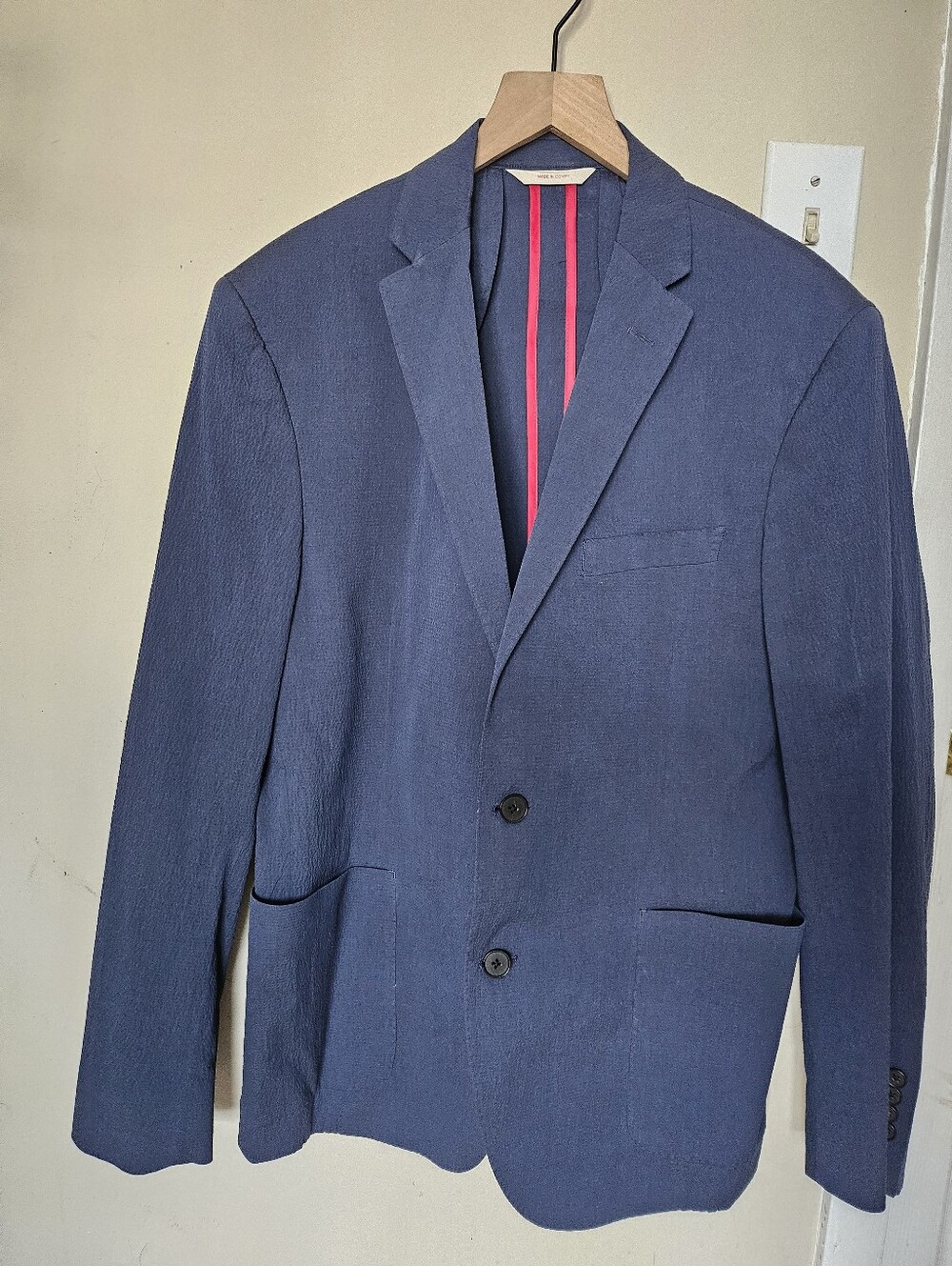 Brooks Brothers Seersucker Cotton Relaxed Suit Navy Blue